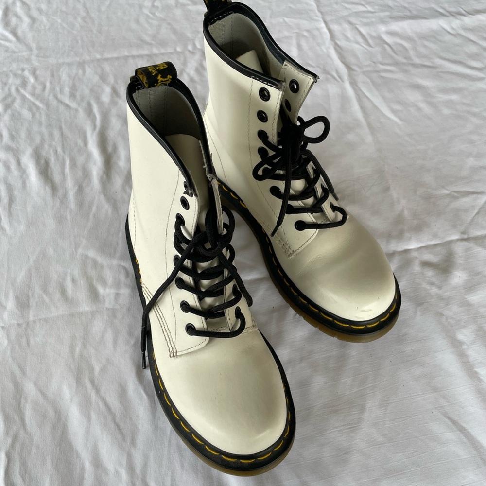 Dr. Martens White Lace-Up Boots
